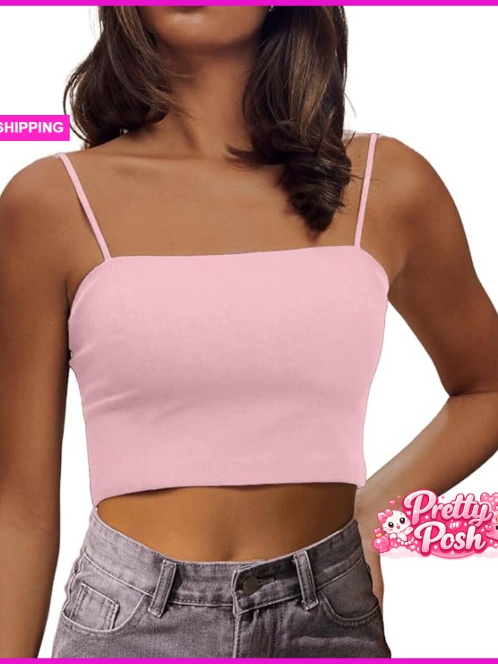 Adjustable Spaghetti Strap Double Layer Crop Camisole Tank Top